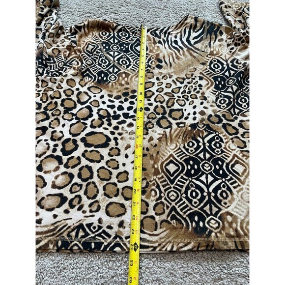 Ruby Rd. Womens Animal Print Top Leopard & Tribal Design Size 2X Gold Accents - Picture 5 of 9
